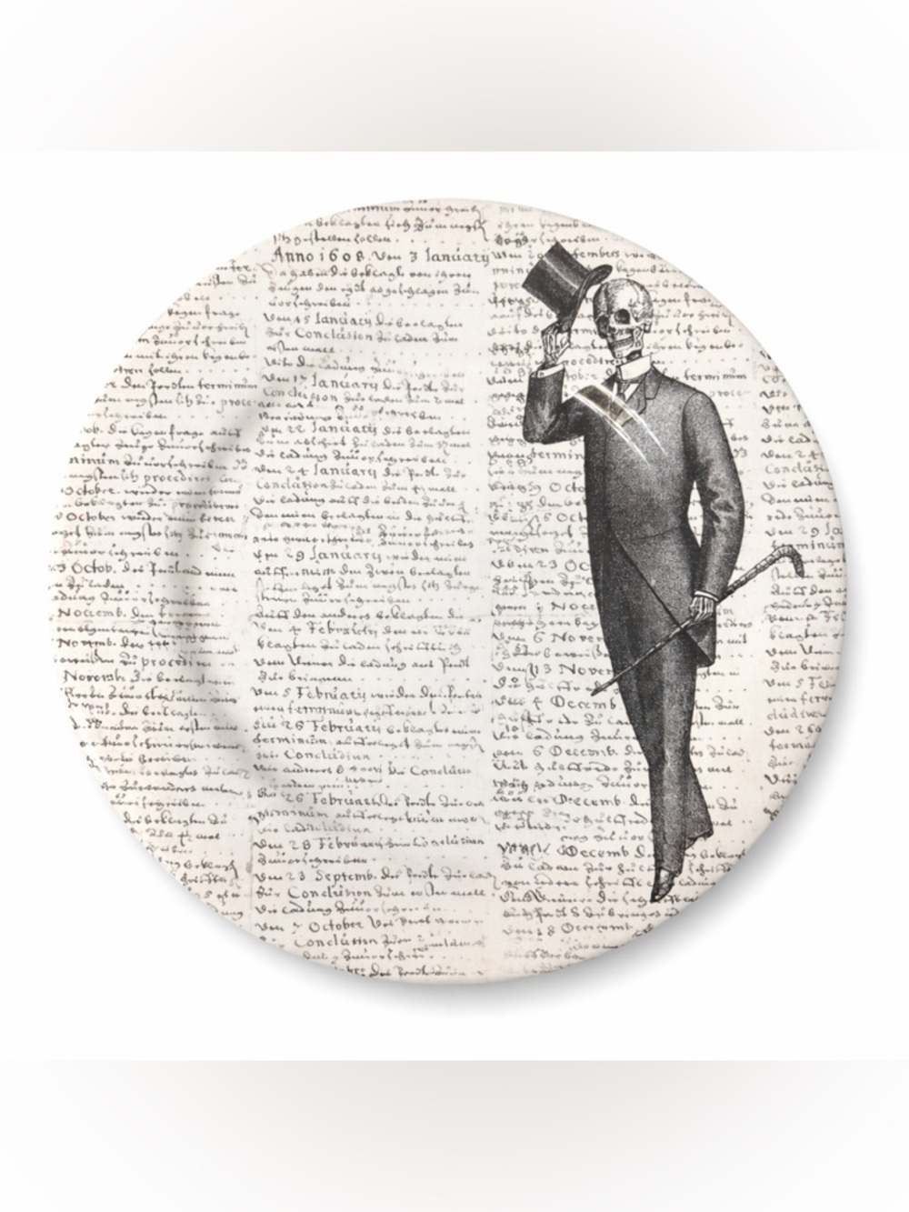 Royal Stafford Skeleton Gentleman Plate Gothic Script England Dark Academia